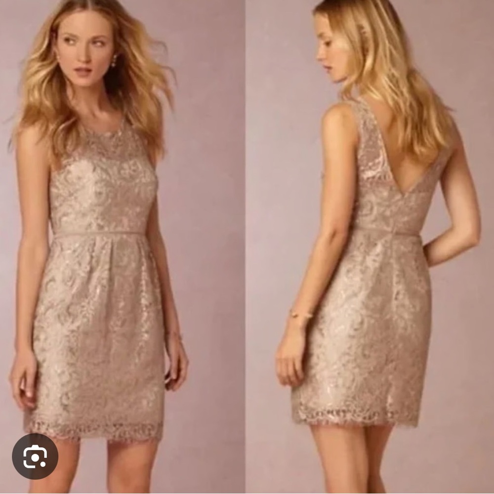 Jenny Yoo BHLDN Metallic Lace Cocktail Dress